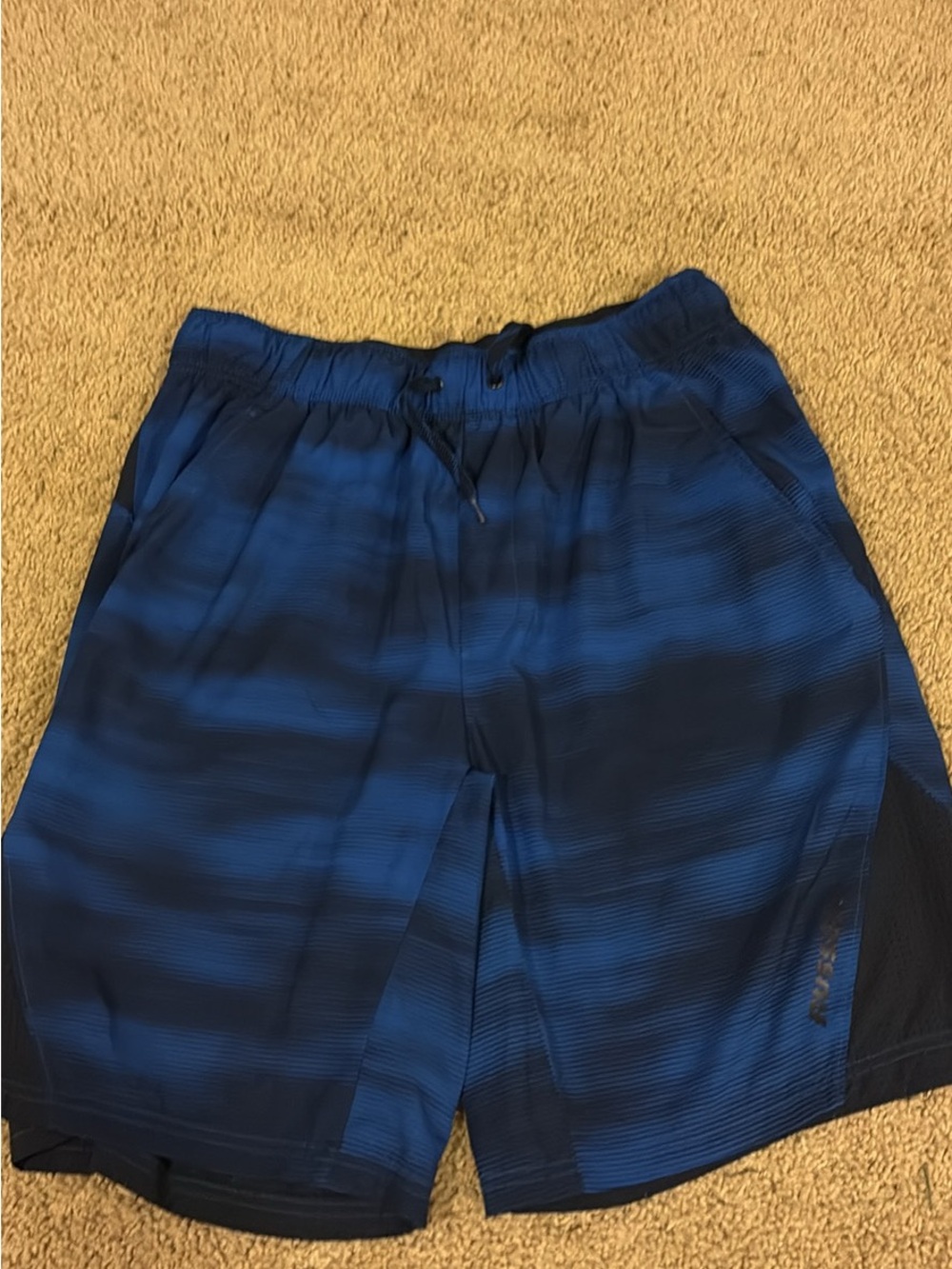 Russell Athletic Navy and Royal Blue Striped Men's Athletic Shorts